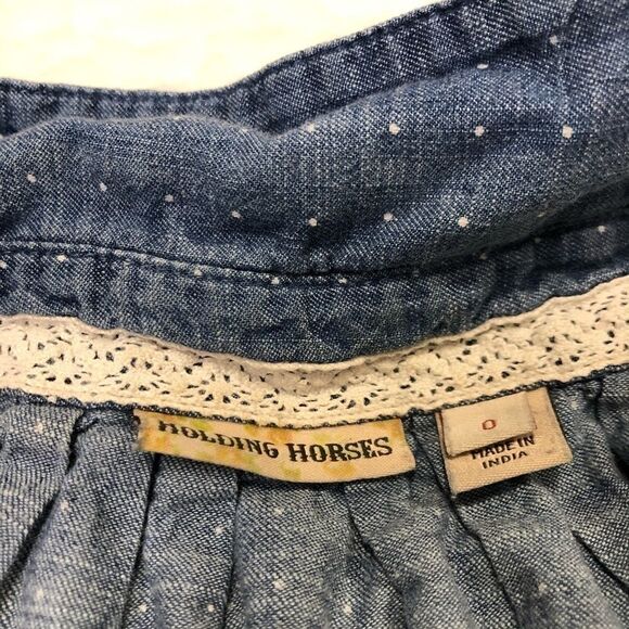🚨 Anthro Holding Horses Cold Shoulder Chambray Dot - Picture 9 of 11